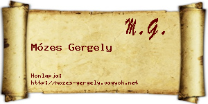 Mózes Gergely névjegykártya